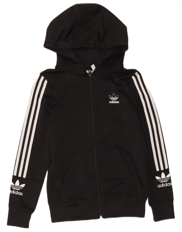 Pulover Adidas Graphic Zip pentru femei UK 14 Poliester mediu negru