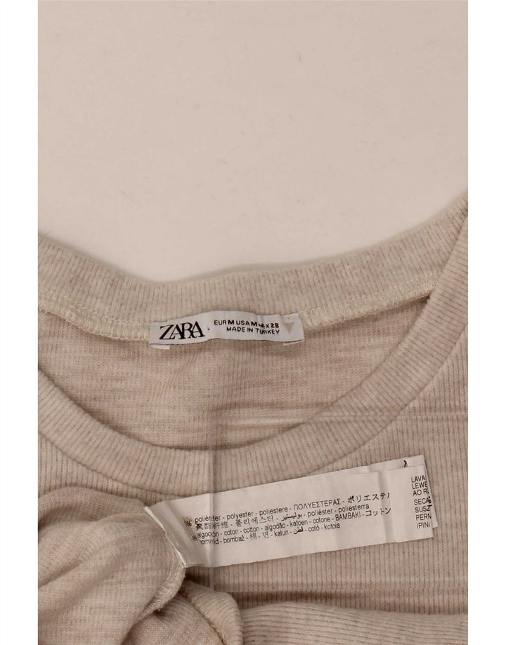 Top tricou pentru femei Zara UK 12 Medium Bej Poliester