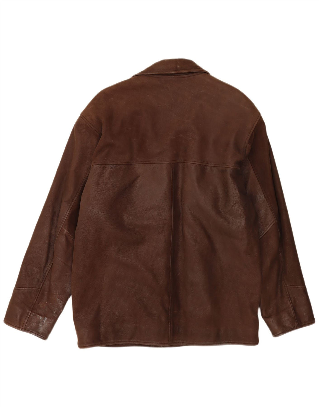 Blazer vintage pentru bărbați, cu 3 nasturi, loose fit, din piele, UK 38, maro mediu