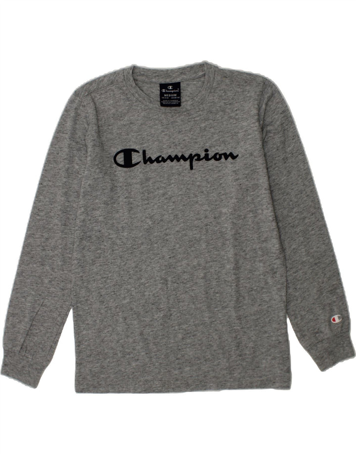 CHAMPION Boys Graphic Top Long Sleeve 9-10 Years Medium  Grey Cotton Vintage Champion and Second-Hand Champion from Messina Hembry 
