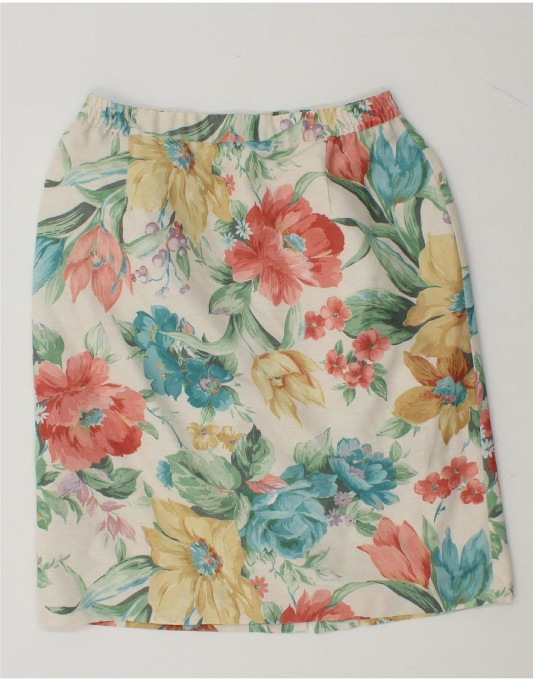 VINTAGE Womens Pencil Skirt  W28 Medium Multicoloured Floral Polyester Vintage Vintage and Second-Hand Vintage from Messina Hembry 
