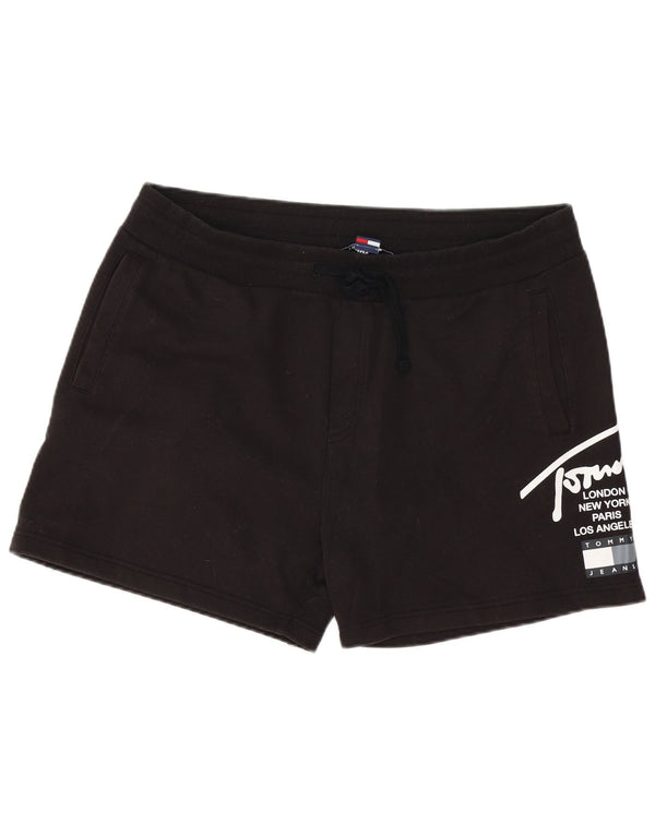 Pantaloni scurți sport grafic Tommy Hilfiger XL, bumbac negru