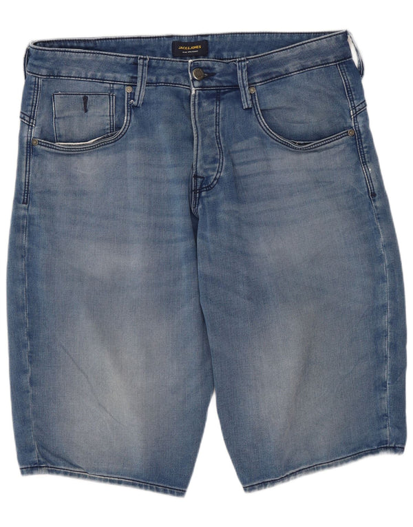 JACK & JONES Pantaloni scurți largi din denim pentru bărbați, mari W34, bumbac albastru