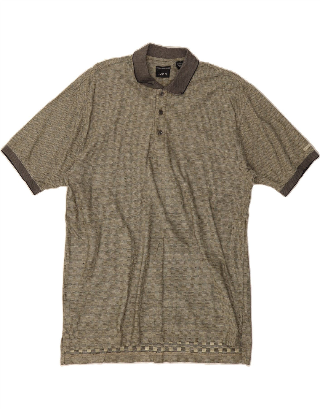 IZOD Mens Polo Shirt Medium Green Striped Cotton Vintage Izod and Second-Hand Izod from Messina Hembry 