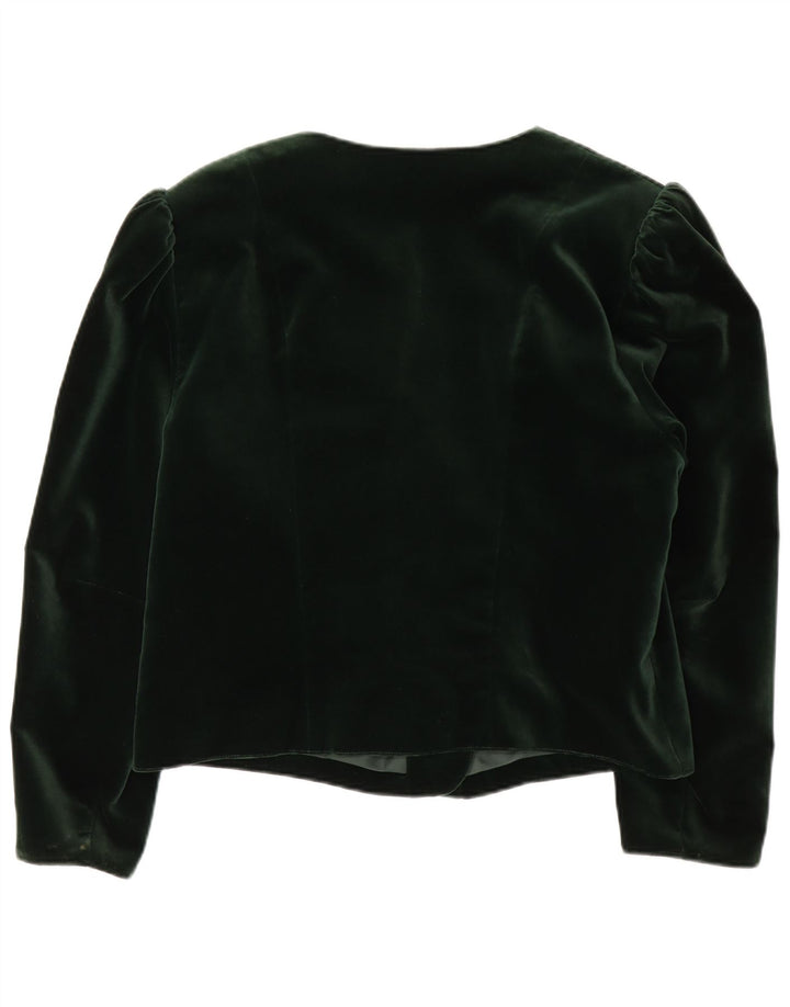 Blazer Vintage pentru femei Crop Velvet 3 Button Jacket EU 40 Medium Green Bumbac