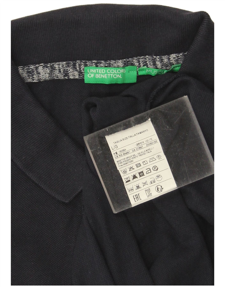 Tricou polo pentru bărbați Benetton, mare, albastru, bumbac