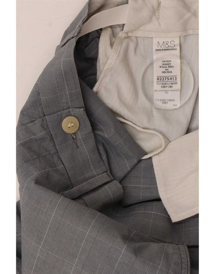 Pantaloni scurți chino pentru bărbați Marks & Spencer W36, bumbac cu carouri, gri mari