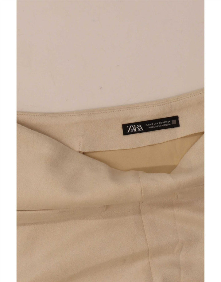 Fusta Mini din piele intoarsa pentru femei Zara XS W24 Bej