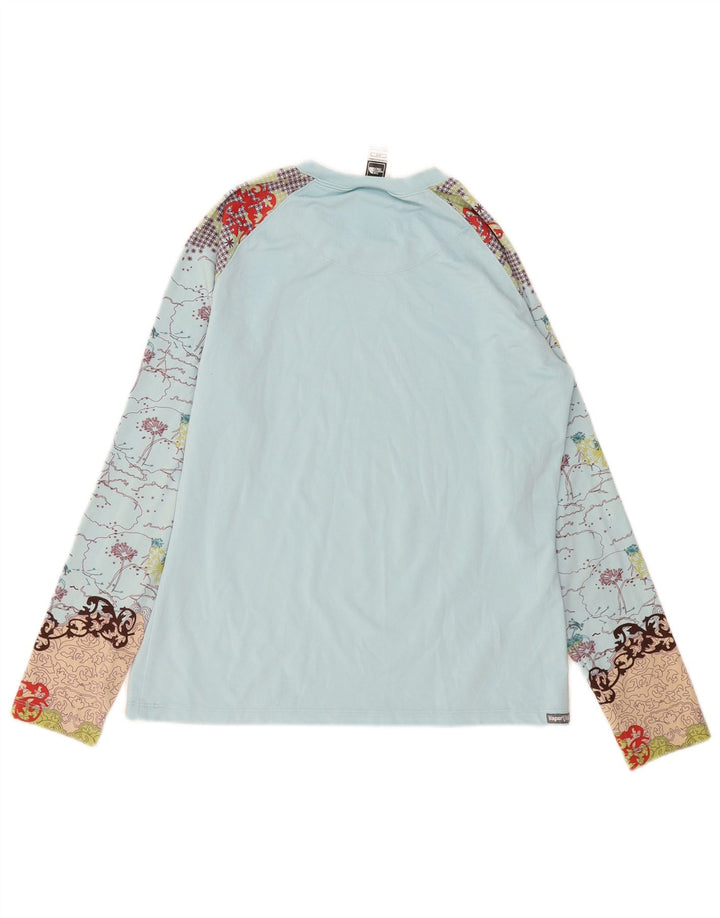 The North Face Tricot cu mânecă lungă cu grafică pentru femei UK 14 Medium Blue Poliester
