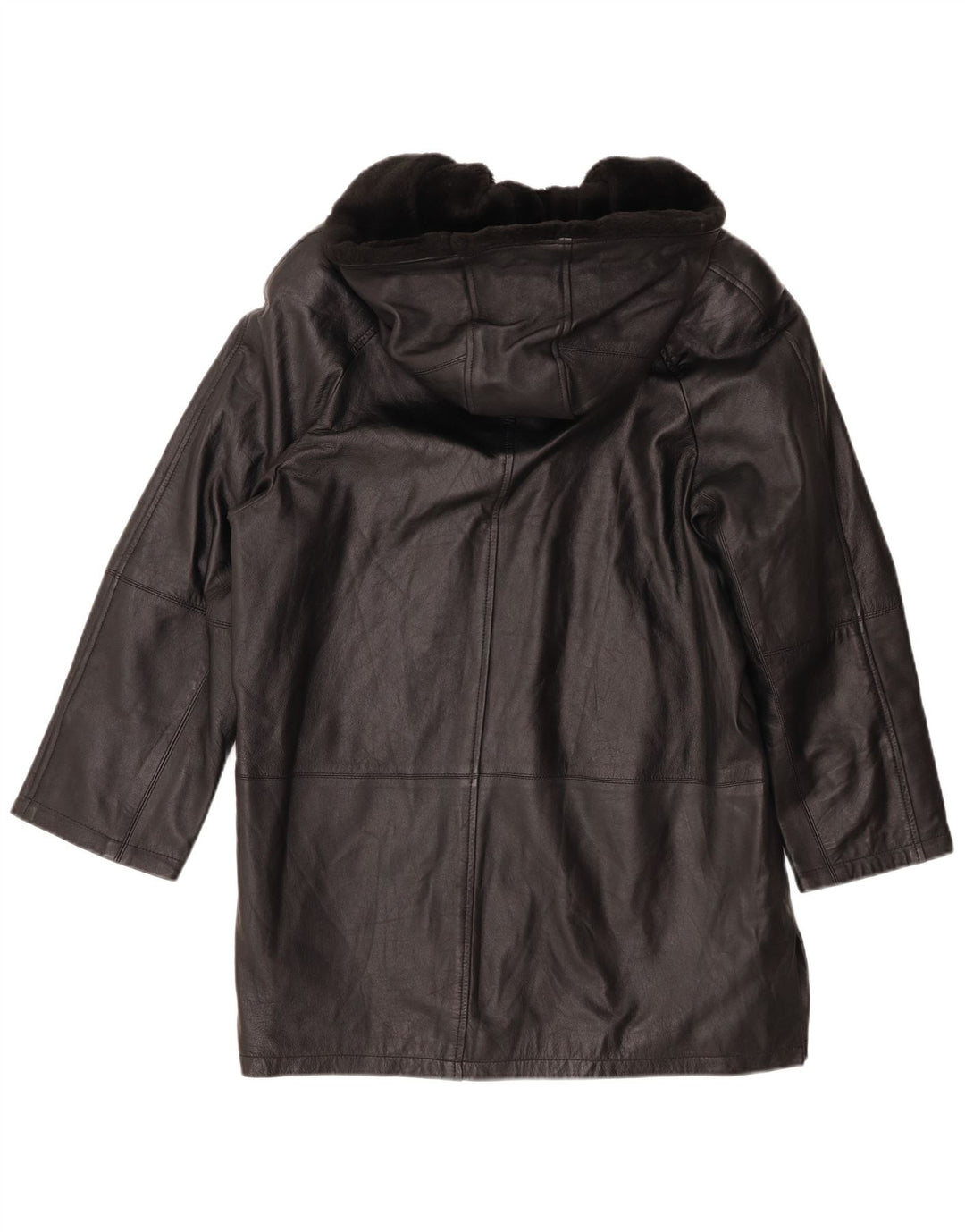 Palton de piele supradimensionat cu glugă pentru femei Joy EU 40 Medium Negru