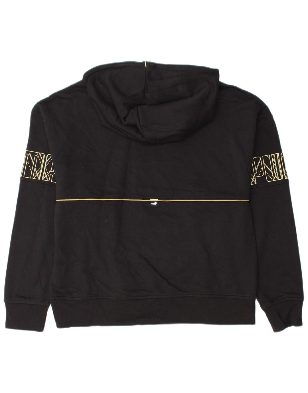 Pulover cu glugă cu grafic PUMA pentru femei UK 14, bumbac mediu negru