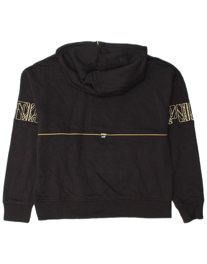 Pulover cu glugă cu grafic PUMA pentru femei UK 14, bumbac mediu negru