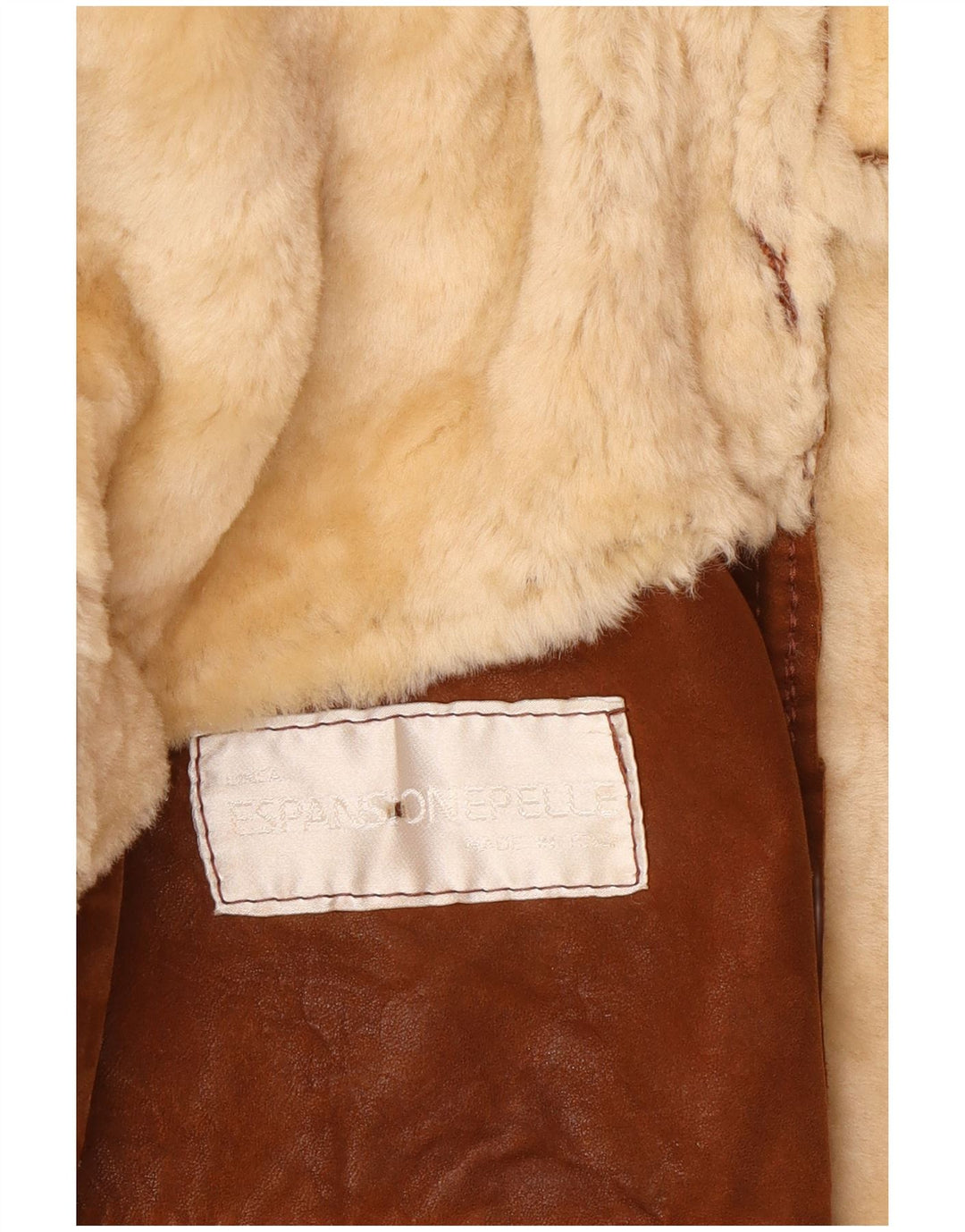 Jachetă vintage oversized din shearling pentru femei US 8 Medium Brown Leather