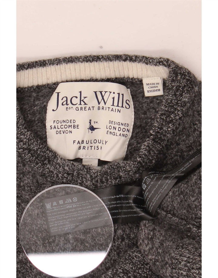 Pulover Jack Wills pentru femei cu decolteu triplu UK 12 Medium Gri Pete