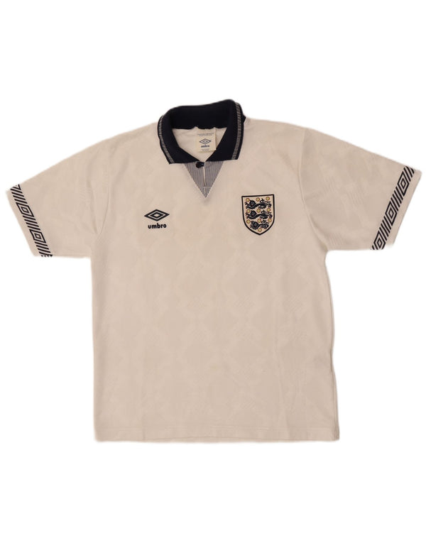 Umbro pentru bărbați Anglia 1990-1992 din tricou grafic Top mic sport alb