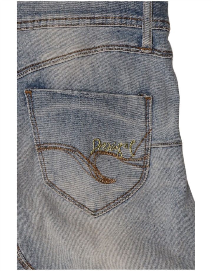 Fusta Desigual Mini Denim Grafică W30 Albastru Mediu Floral
