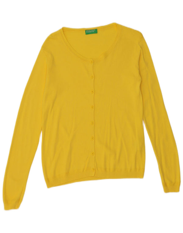 Pulover cardigan pentru femei Benetton UK 12 Bumbac galben mediu