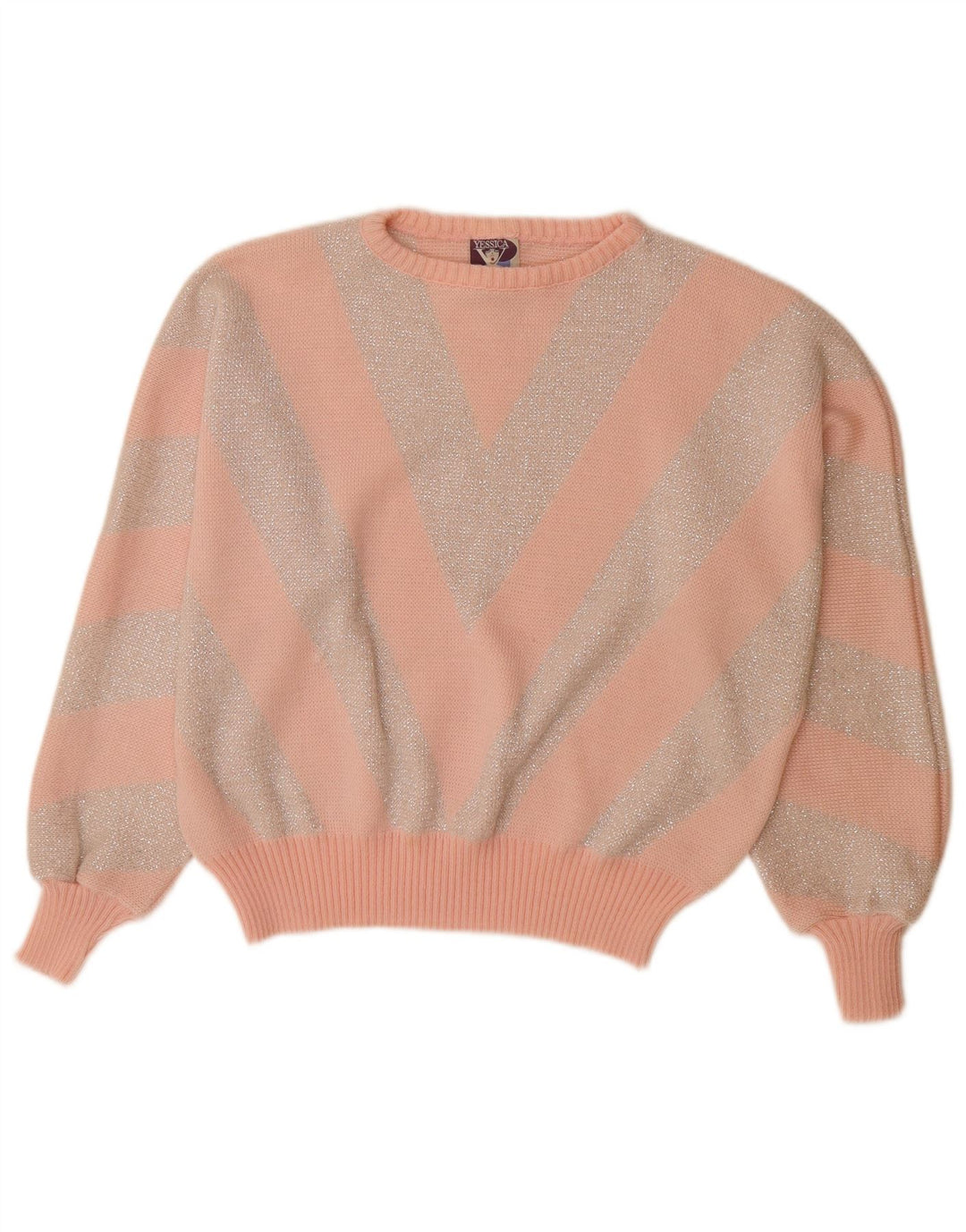 YESSICA Pulover pentru femei cu gât de barcă EU 44 XL roz chevron acrilic