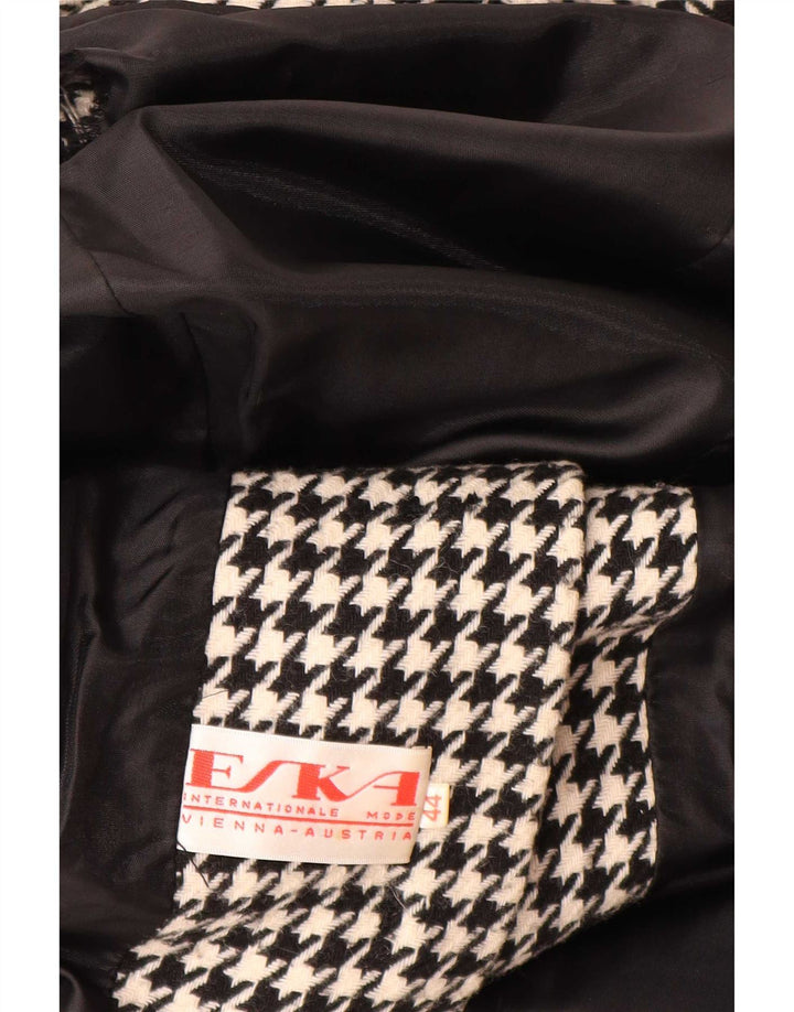 Jachetă vintage pentru femei cu 3 nasturi EU 44 XL picior de găin negru