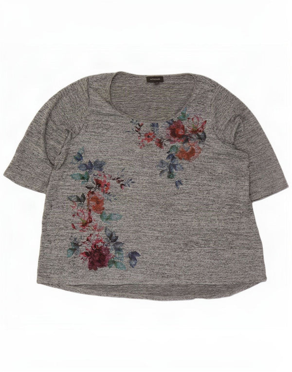 Marks & Spencer pentru femei Autograph Graphic Top mânecă 3/4 UK 26 5XL gri