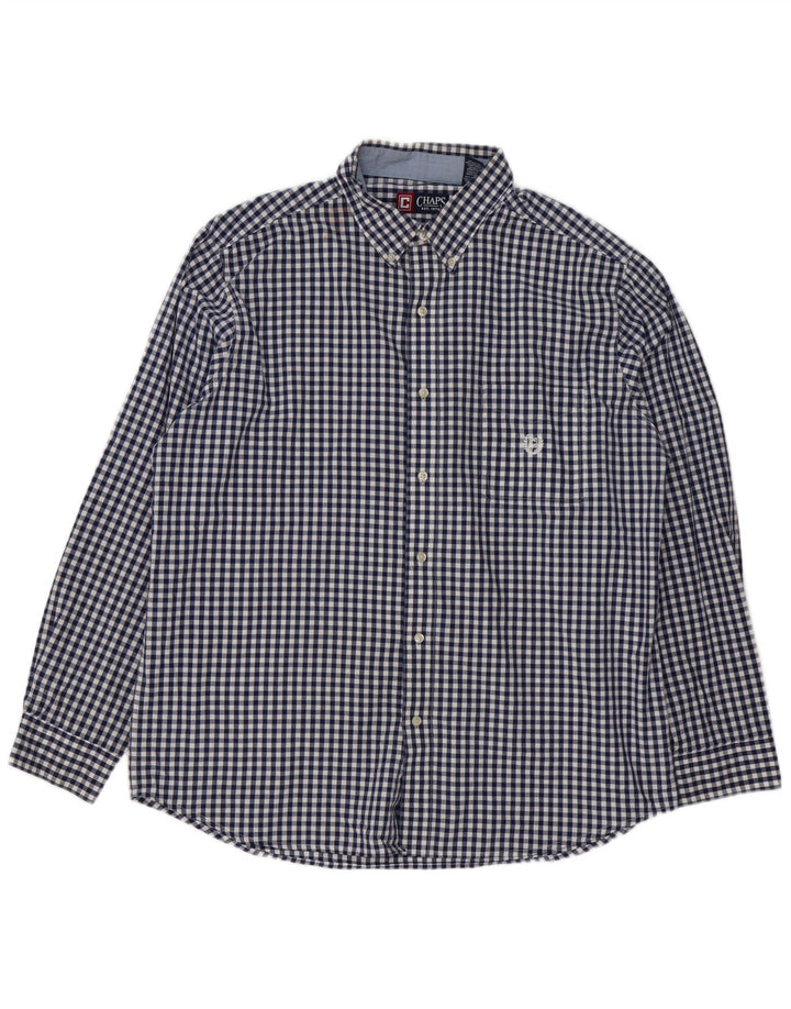 Cămașă pentru bărbați Chaps Easy Care XL, bumbac vichy, albastru bleumarin