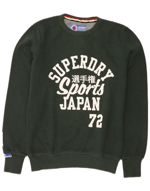 Pulover grafic Superdry pentru bărbați, bumbac verde mediu