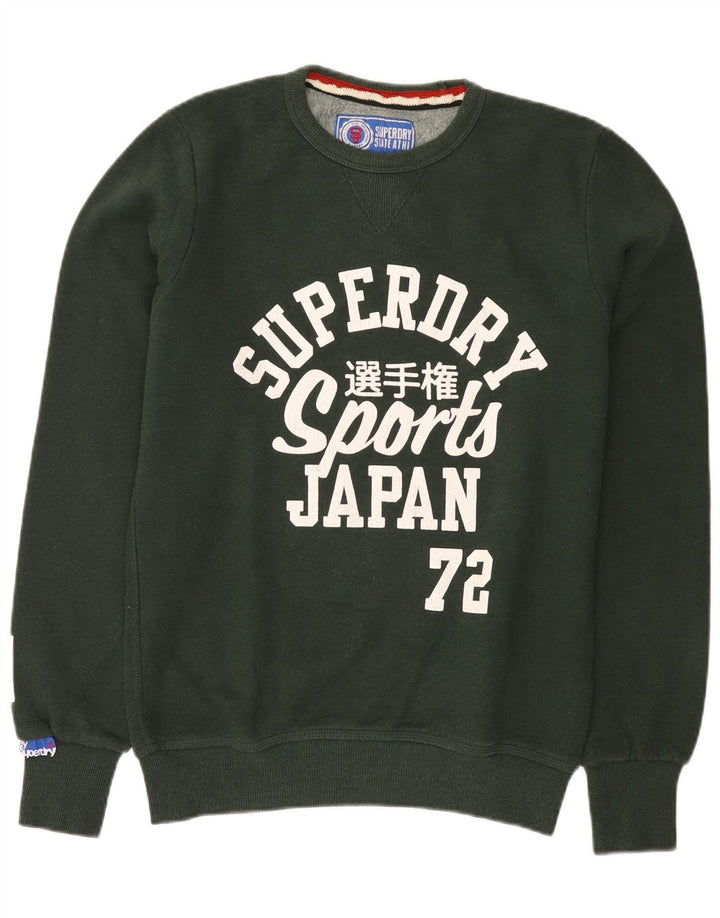 Pulover grafic Superdry pentru bărbați, bumbac verde mediu