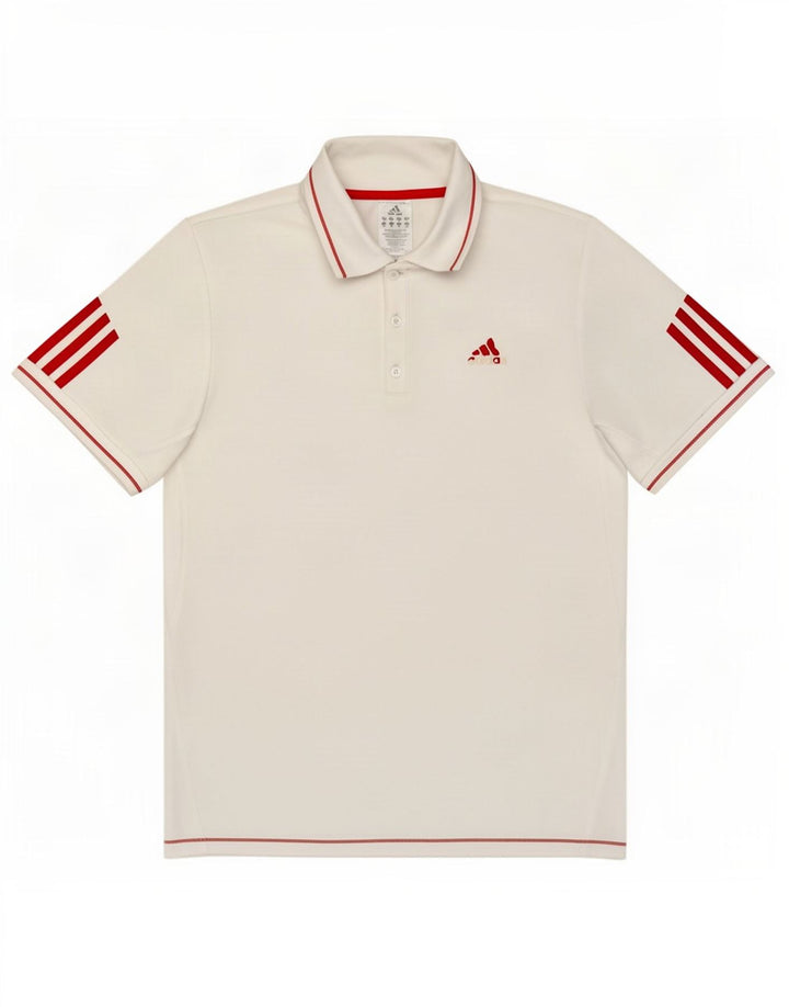 Tricou polo Adidas pentru bărbați, poliester alb mediu