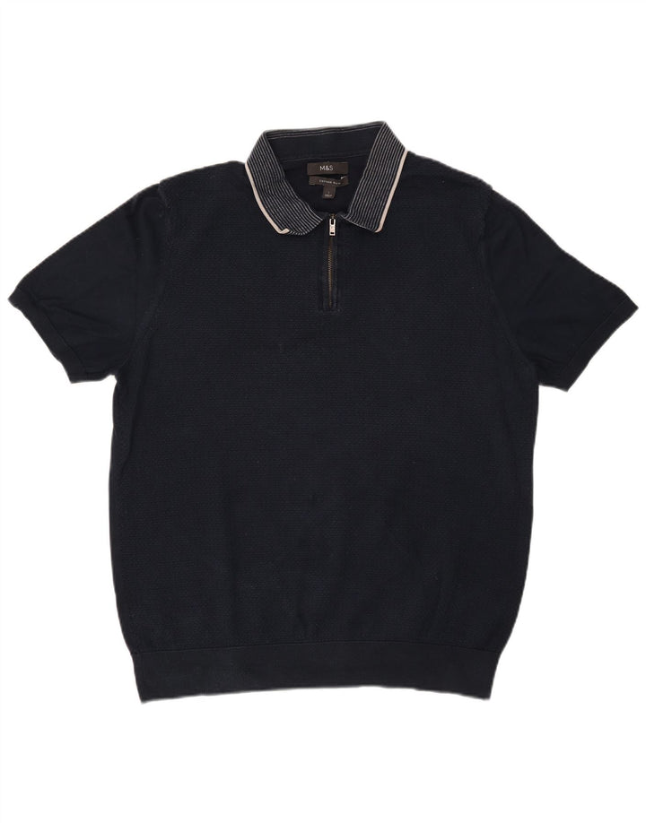 Tricou polo pentru bărbați Marks & Spencer, mare, albastru, bumbac