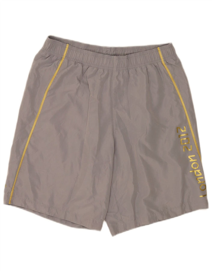 Pantaloni scurți sport grafic Adidas pentru bărbați, poliester mediu gri