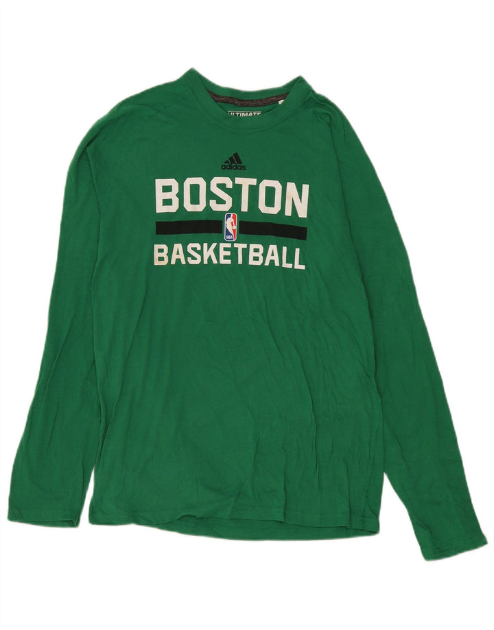 Adidas pentru bărbați Boston Celtics Graphic Top cu mânecă lungă, verde mediu, poliester