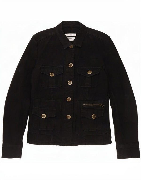 Zara Womens Trafaluc Utility Jacket UK 14 Medium Black Bumbac