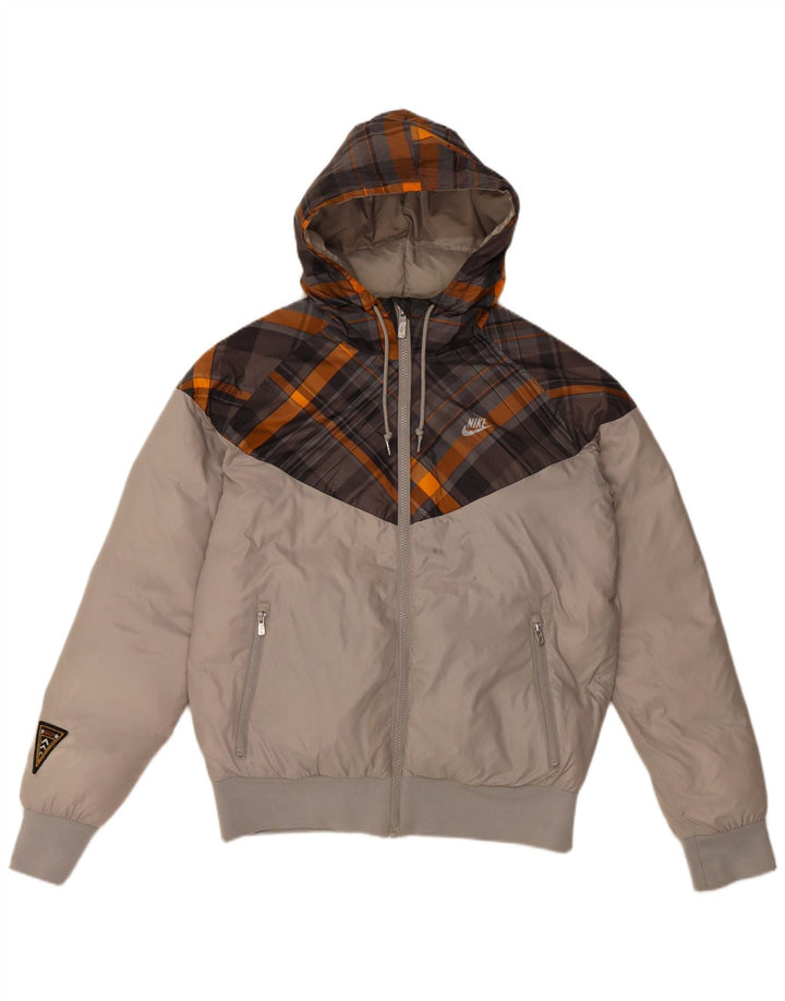 Jachetă căptușită cu glugă Nike pentru bărbați UK 36 Mic, gri, poliester color bloc