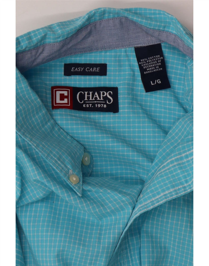 CHAPS Mens Shirt Large Blue Gingham Cotton Vintage Chaps and Second-Hand Chaps from Messina Hembry 