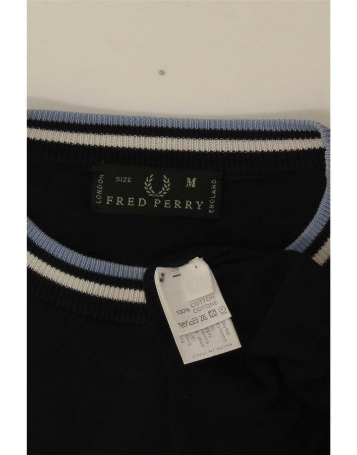 Pulover pentru bărbați Fred Perry cu gât crew pulover mediu din bumbac cu dungi bleumarin