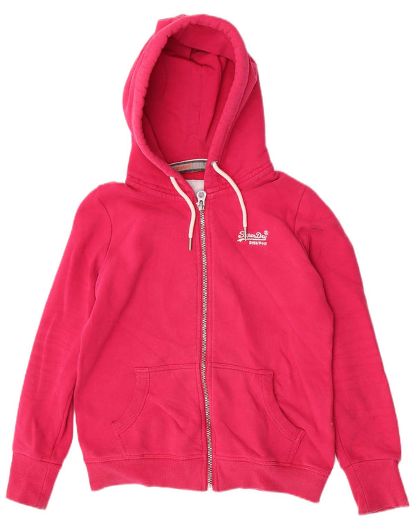Pulover Superdry pentru femei cu fermoar, UK 12, bumbac roz mediu