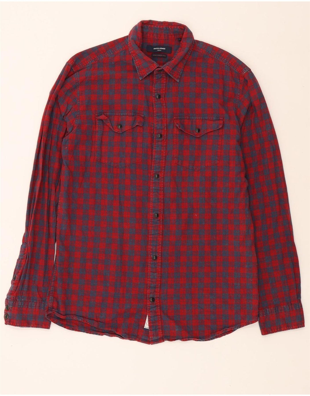 JACK & JONES Mens Flannel Shirt Large Red Check Cotton Vintage Jack & Jones and Second-Hand Jack & Jones from Messina Hembry 