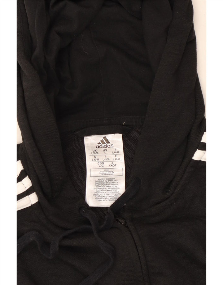 Pulover ADIDAS pentru femei cu fermoar, UK 16/18, bumbac mare negru