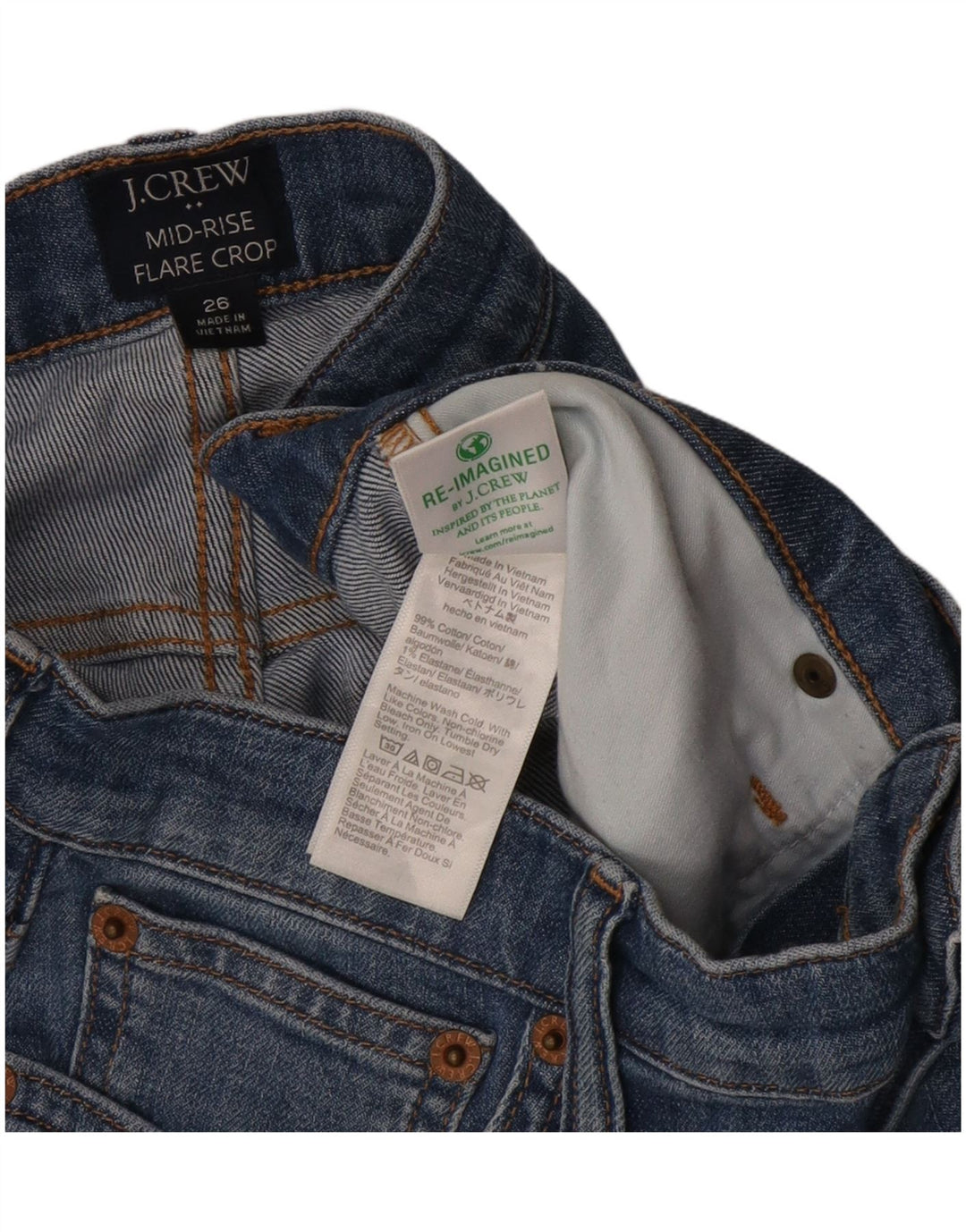 Blugi evazați J. Crew pentru femei cu talie medie L26 L27 bumbac albastru