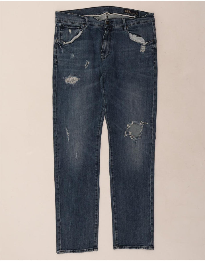 Blugi slim pentru bărbați Rifle Distressed W38 L33 Bumbac albastru