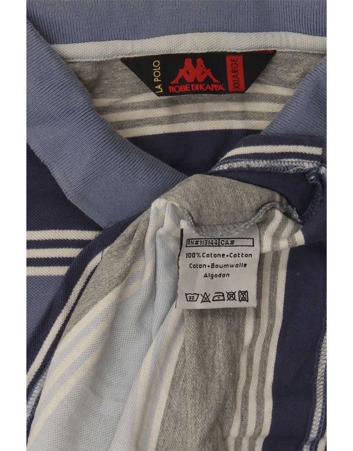 Cămașă polo pentru bărbați Kappa 2XL, bumbac cu dungi albastre
