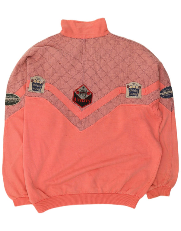 Pulover pentru bărbați Chewan, cu grafic, cu fermoar, cu gât, 2XL, bumbac color bloc, roz