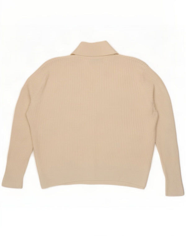 Marks & Spencer Pulover cu gât polo pentru femei Marea Britanie 22 3XL Viscoză alb închisă
