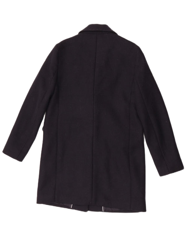 Massimo Dutti Womens Overcoat EU 40 Medium Navy Blue Wool