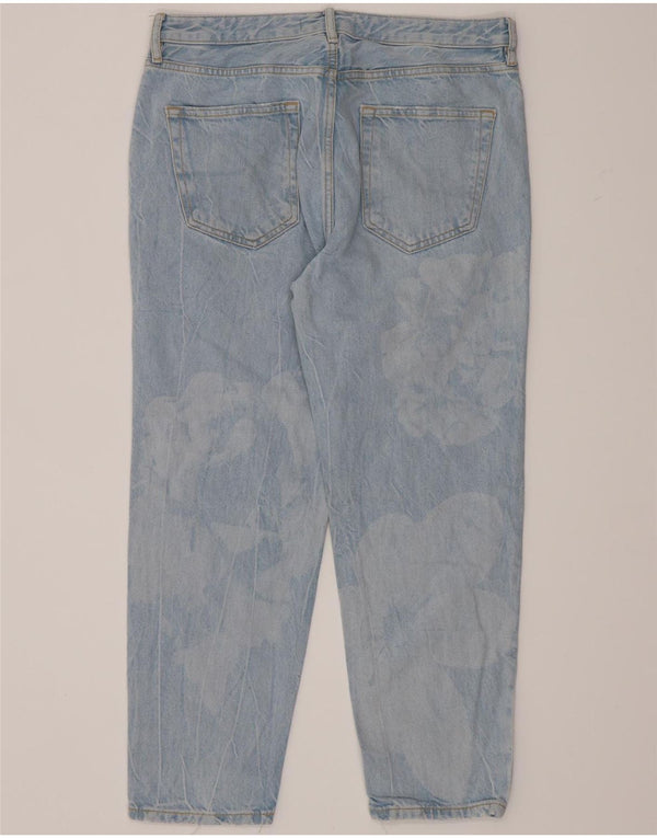 Blugi tăiați pentru bărbați Zara, cu spălare acidă, EU 42 Large W32 L26 Blue Floral