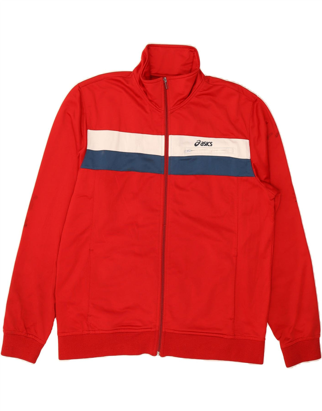 ASICS Mens Tracksuit Top Jacket XL Red Colourblock Vintage Asics and Second-Hand Asics from Messina Hembry 