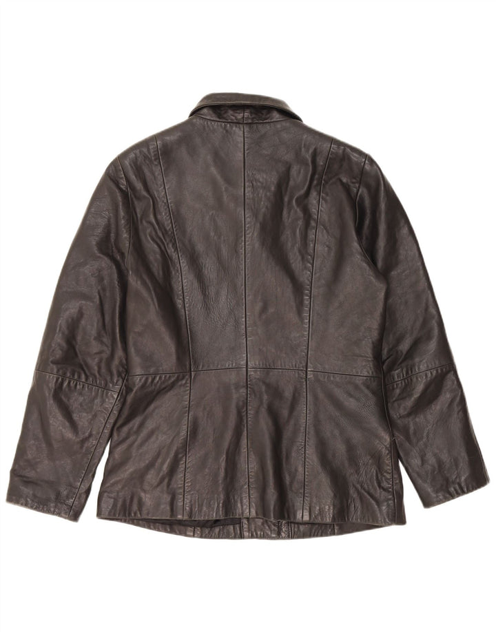 MAURITIUS Jachetă din piele cu 3 nasturi pentru femei UK 18 XL din piele neagră