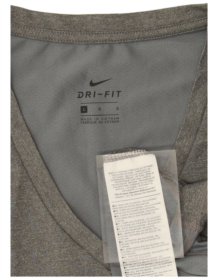 Tricou Nike Dri Fit pentru femei Top UK 14 Large Gri Poliester