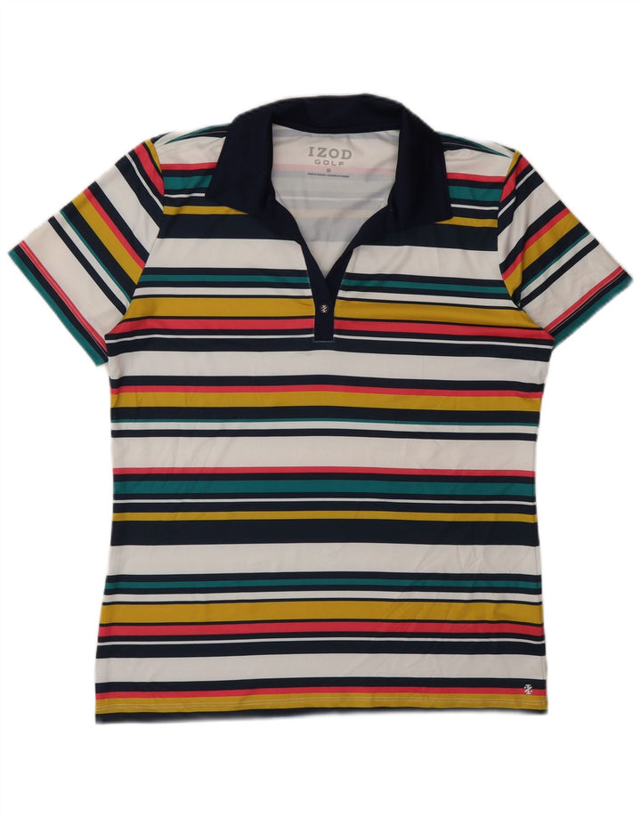 Tricou polo Izod pentru femei UK 14 Poliester cu dungi medii multicolore