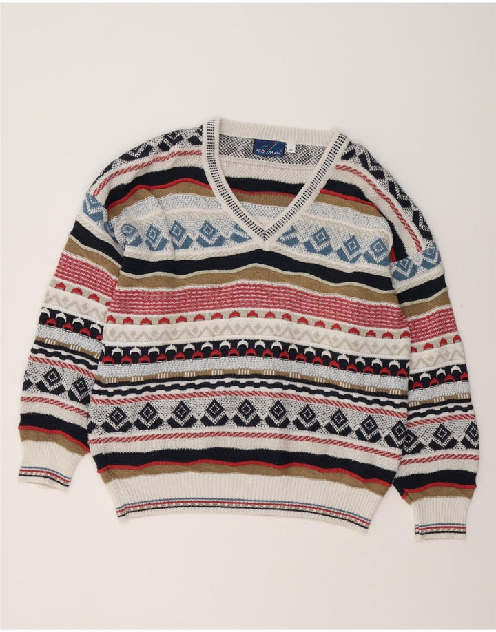 Pulover VINTAGE pentru bărbați cu decolteu în V IT 48 Medium Multicolor Fair Isle